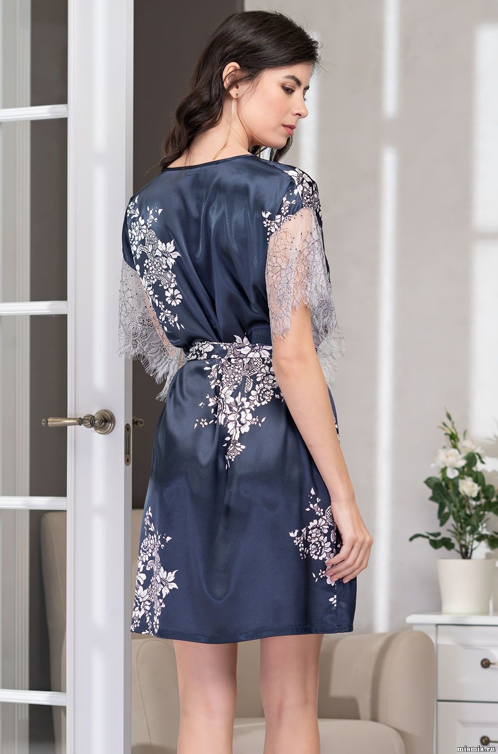 Alexandria 3574 Короткая туника Mia-Amore с кружевными короткими рукавами