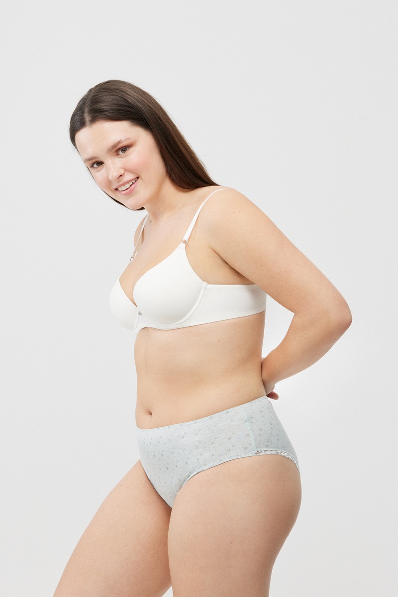 19406 High waist Трусы высокие 2 шт. в упаковке (св. Голубой + экрю, 38 (M))