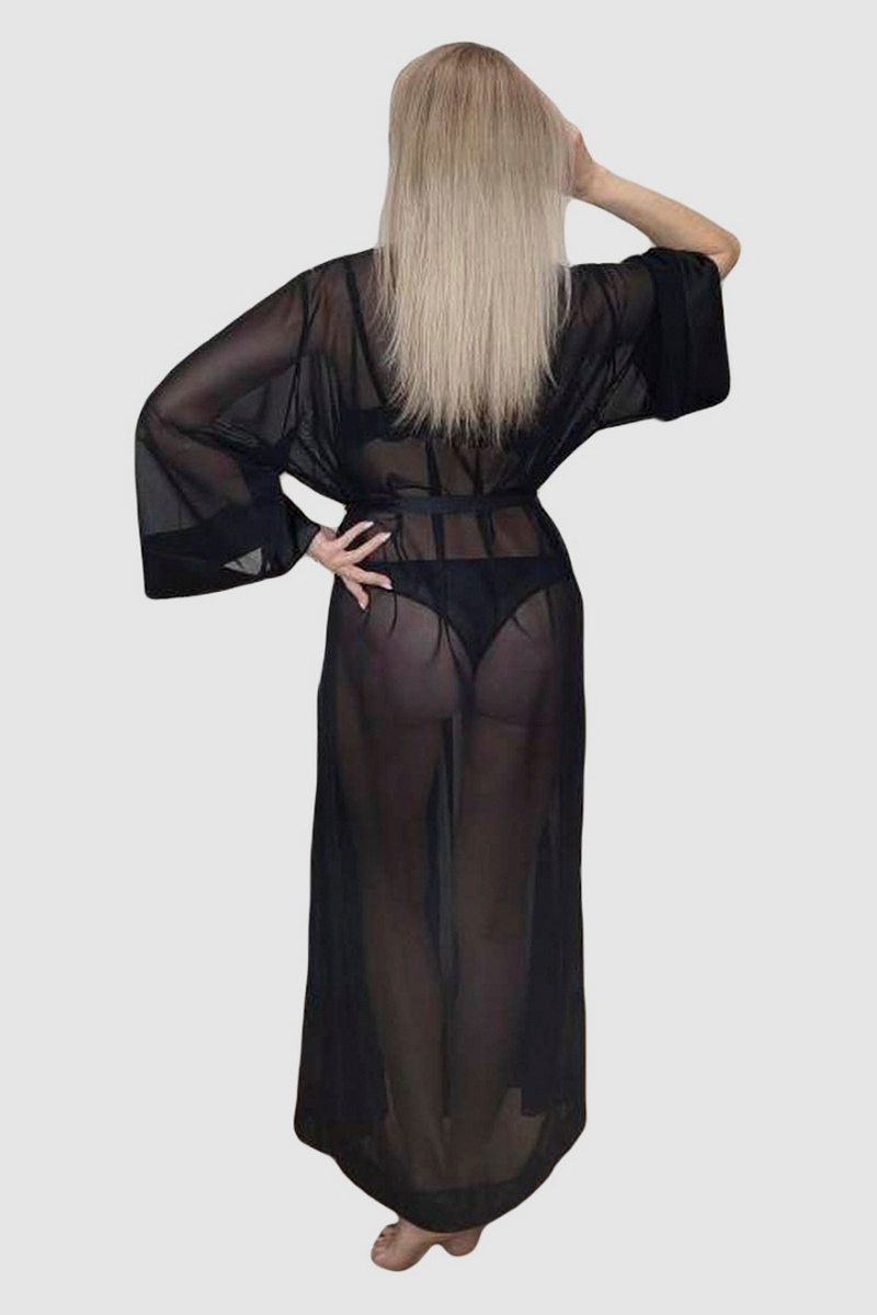 TEONA BLACK Пеньюар женский (Черный, 36/38(S/M))
